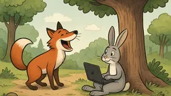 Ανέκδοτο: Η αλεπού βλέπει λαγό με laptop