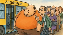 Ανέκδοτο: Στη στάση λεωφορείου, ουρά τεράστια
