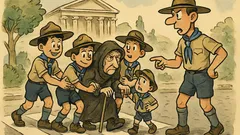 Ανέκδοτο: Τρεις πρόσκοποι περνούν μια γριούλα