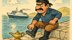 Ανέκδοτο: Ένας Κρητικός βρίσκει τζίνι στο λιμάνι