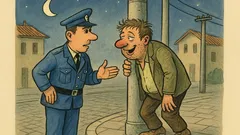 Ανέκδοτο: Αστυνομικός βλέπει μεθυσμένο σε κολόνα ΔΕΗ